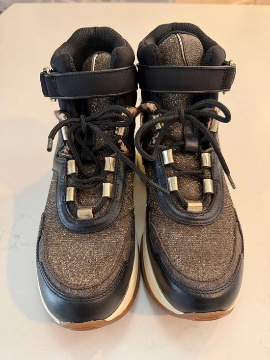 Black and Brown Glitter High-Top Sneakers - Picture 2 of 6